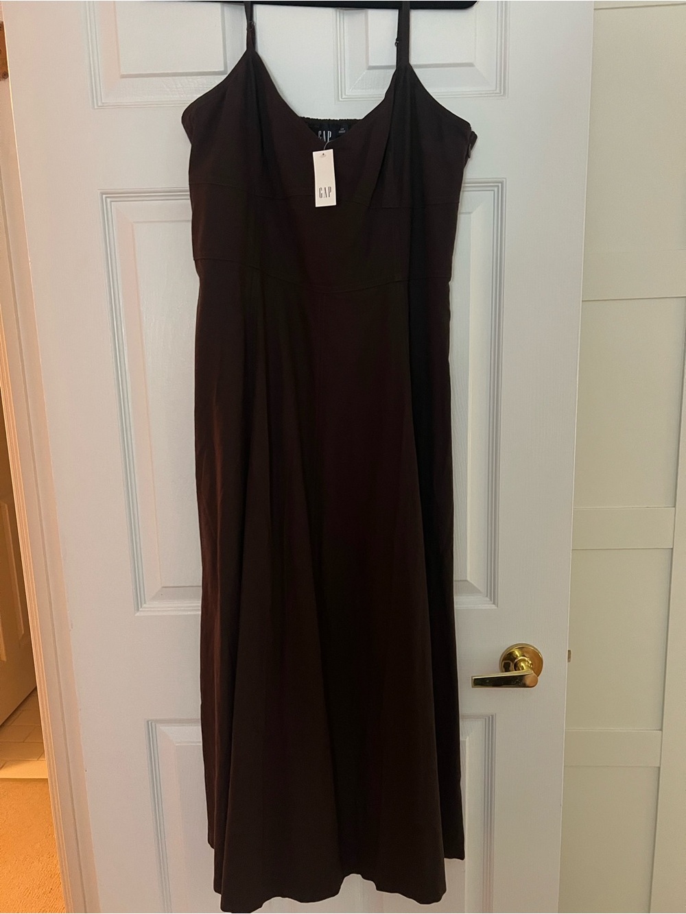 GAP Brown Maxi linen Dress with Spaghetti Straps
